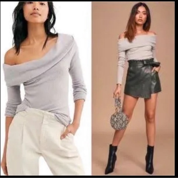 We The Free Sweaters - EUC WE THE FREE Snowbunny off the shoulder gray turtle cowl neck sweater size XS